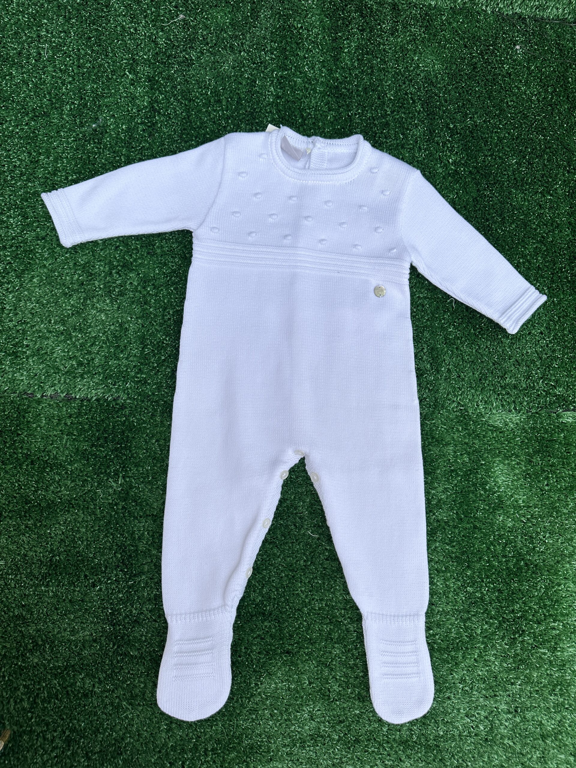 Tutina lunga in filo con piedino bianca