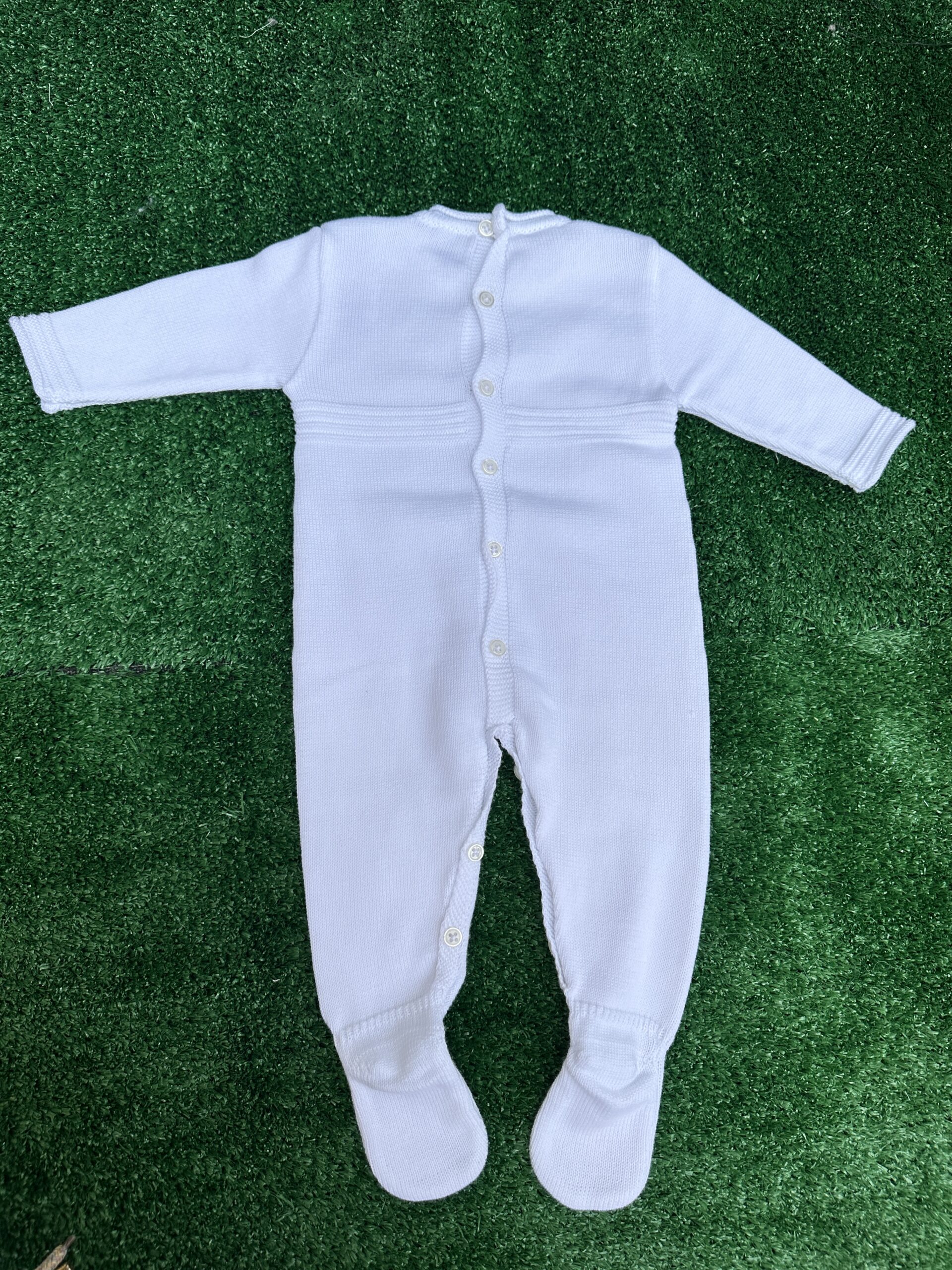 Tutina lunga in filo con piedino bianca - immagine 2