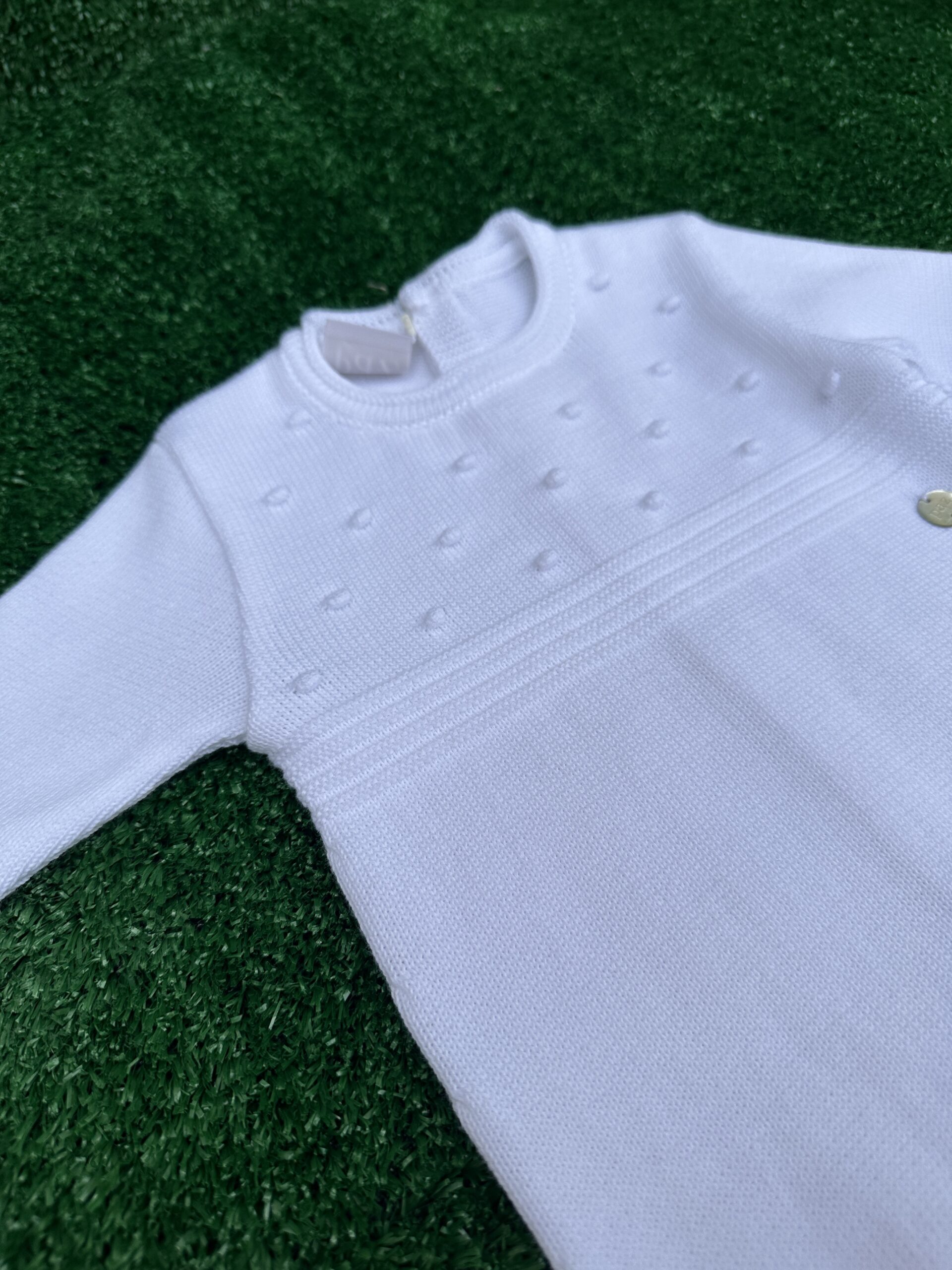 Tutina lunga in filo con piedino bianca - immagine 3