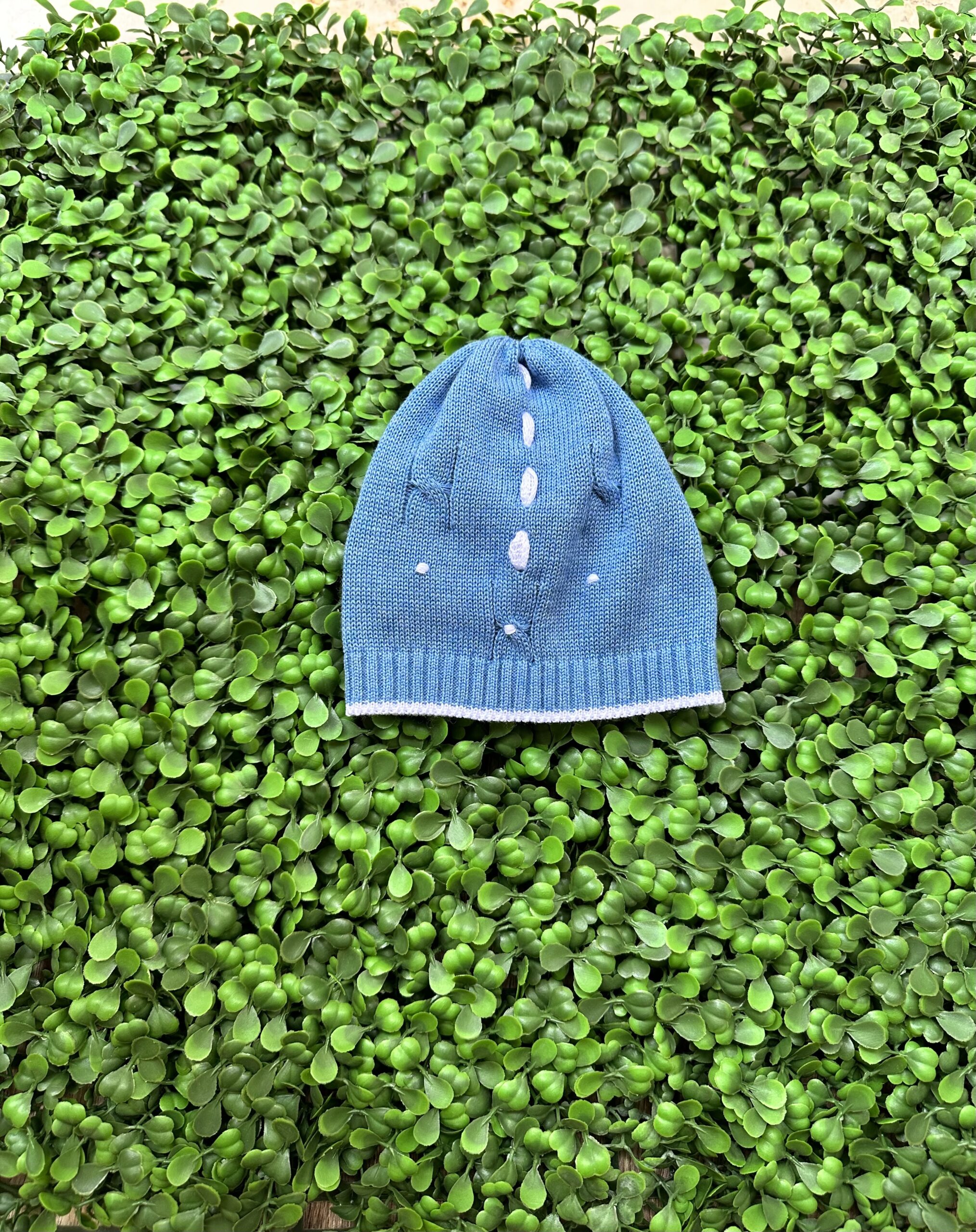 Cappello blu denim in filo di cotone con trecce - immagine 2