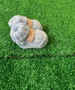 Alternative view of Babbucce in filo di cotone color celeste baby e fascia color tortora