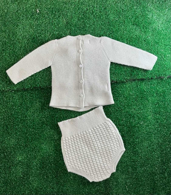 Completo 2 pezzi in filo maglia-culotte colore verde salvia - immagine 2