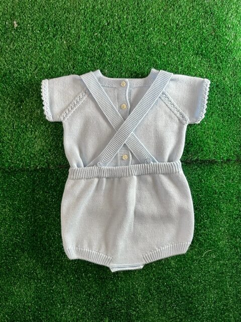 Salopette e maglia in cotone celeste baby - immagine 2