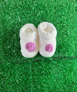 Babbucce in filo di cotone bianca con rosellina glicine