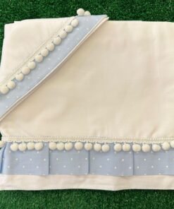 Set Lenzuola 3 pezzi celeste pompom bianco #Mammaecicci