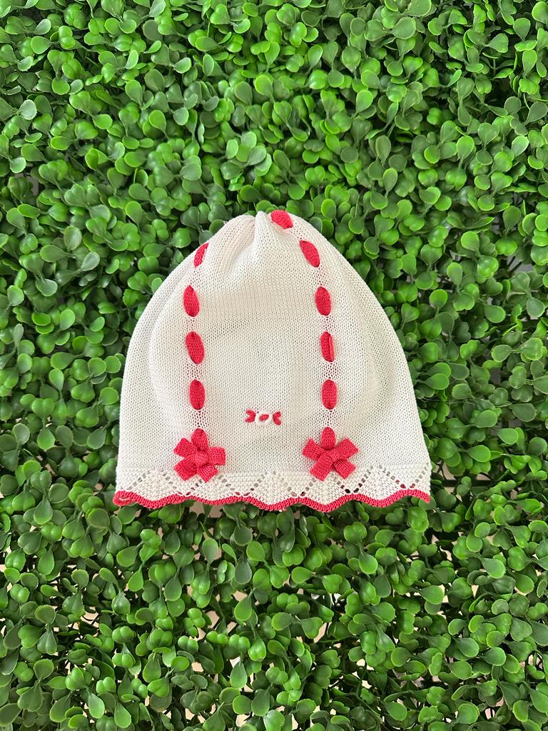 Cappello in filo di scozia Primodì con ricami corallo - immagine 2