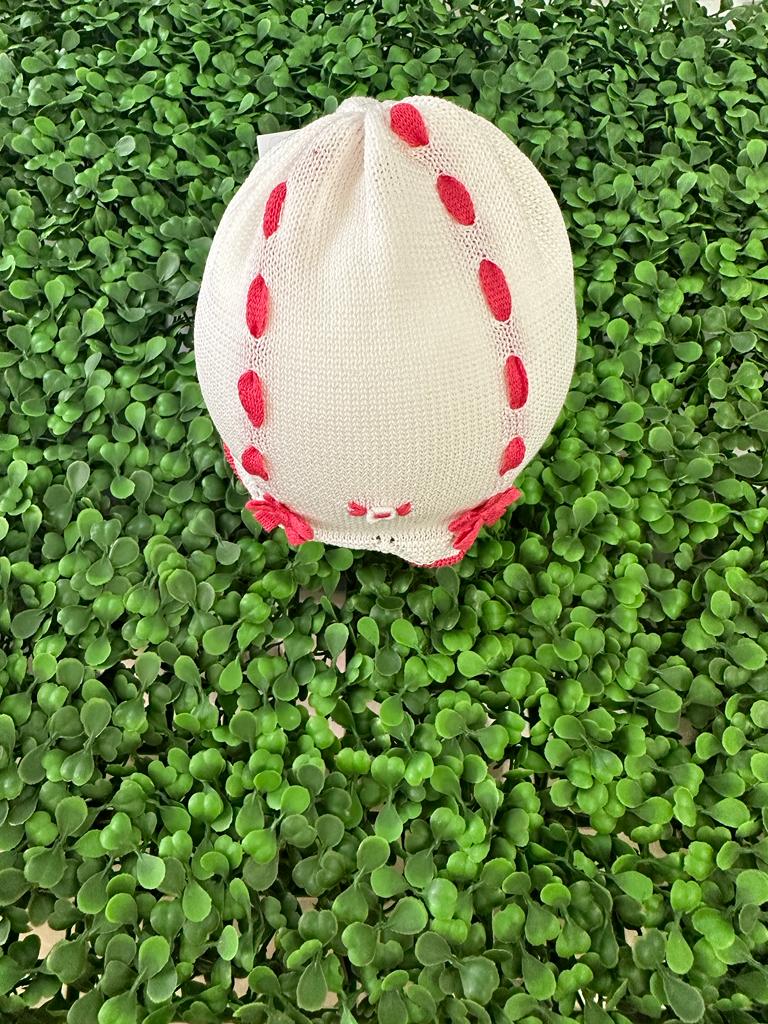 Cappello in filo di scozia Primodì con ricami corallo