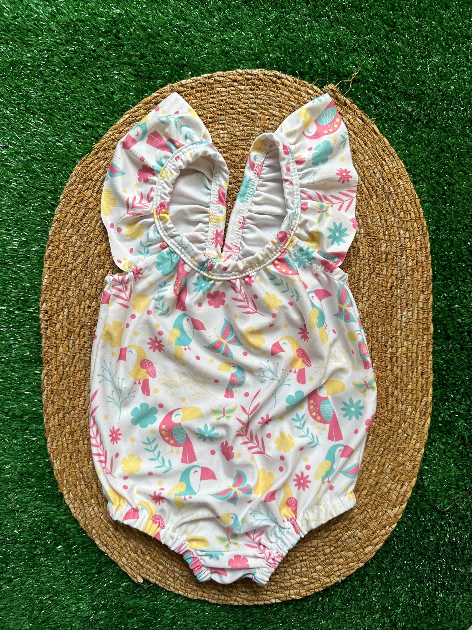 Costume intero bimba con pappagalli FS baby