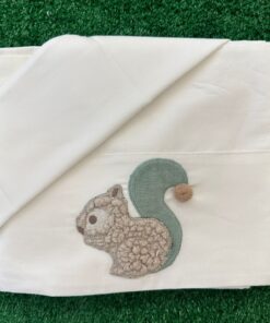 Set Lenzuola 3 pezzi scoiattolo bianco verde Biribò