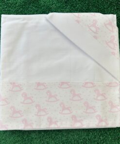 Set Lenzuola 3 pezzi cavalluccio rosa bianco #Mammaecicci