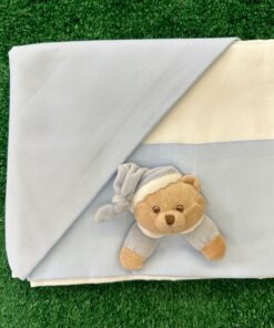 Set Lenzuola 3 pezzi orso celeste bianco Biribò