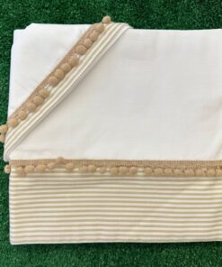 Set Lenzuola 3 pezzi pompom beige bianco #Mammaecicci
