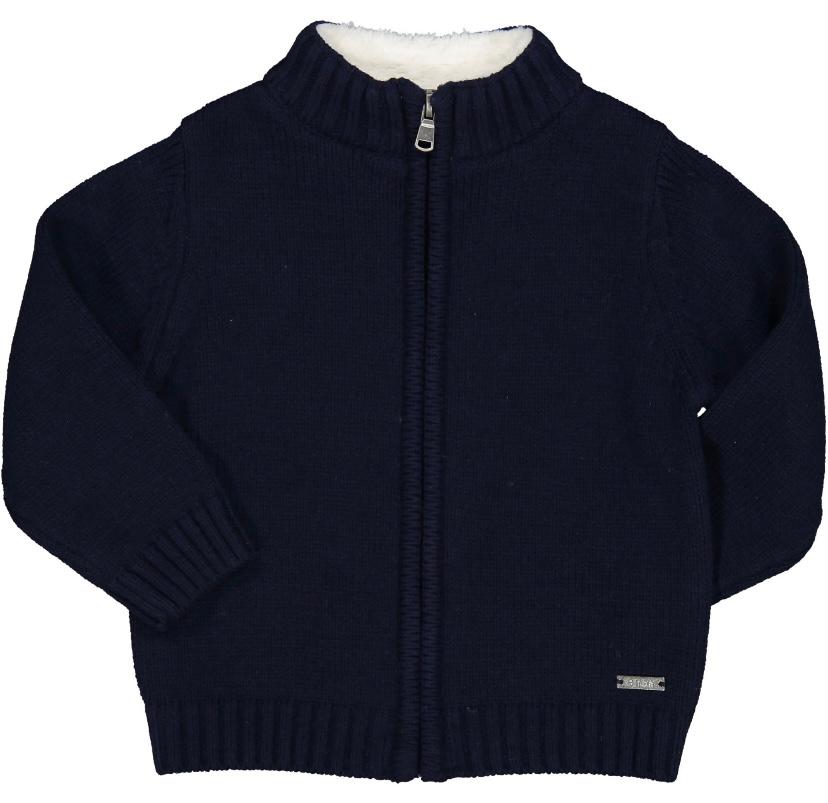 Cardigan Birba blu con pelliccia
