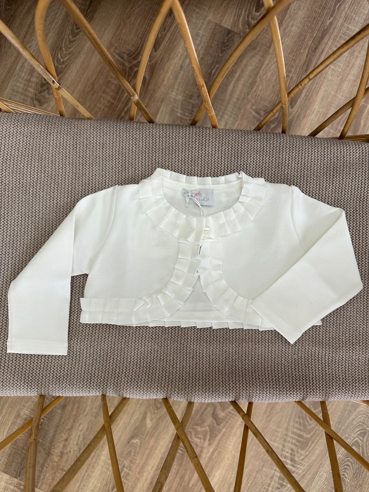 Cardigan corto con rouche Ambarabà