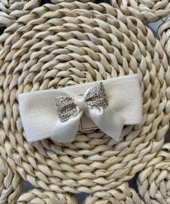 Fascia per capelli fiocco e strass panna Story Loris
