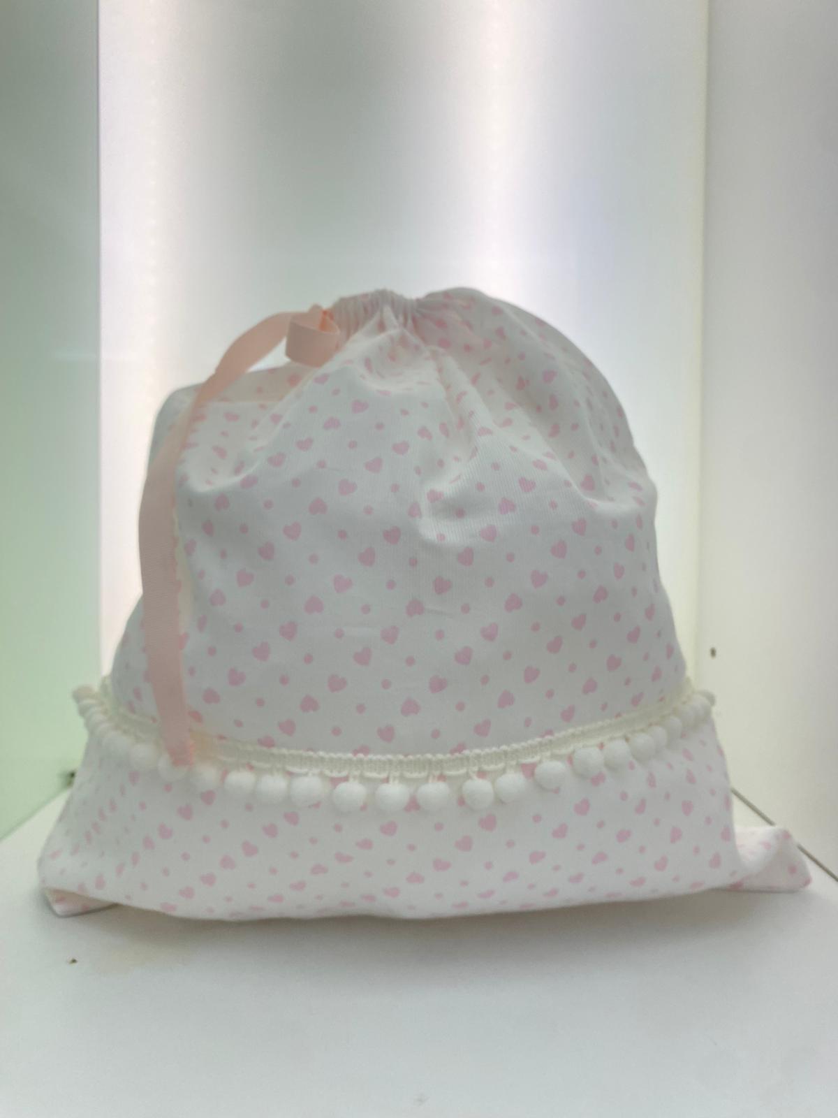 Sacco porta cambio cuoricini rosa