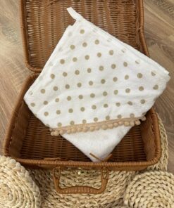 Triangolo bagnetto a pois con pom pom