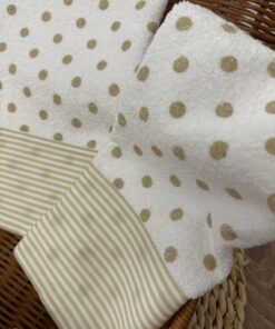 Alternative view of Coppia di asciugamani a pois con fascia rigata beige