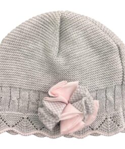 Cappellino grigio fiore rosa Aurora