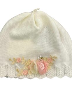 Cappellino bianco latte con fiori Jamiks