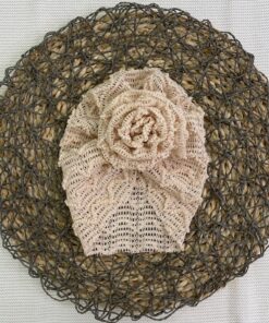 Turbante in pizzo beige
