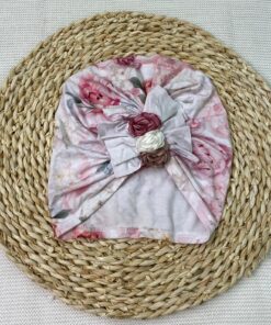 Turbante a fantasia con fiori Rosa