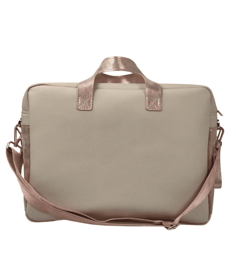 Borsa artigianale TICI vera pelle panna e rosa - immagine 2