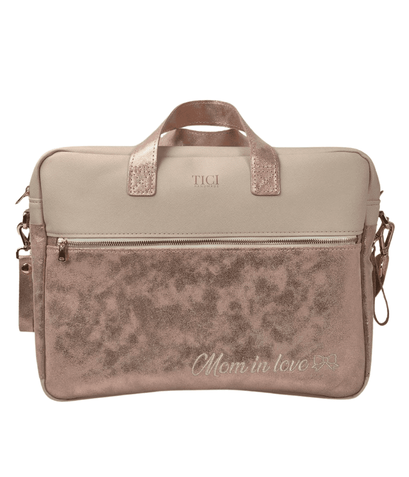 Borsa artigianale TICI vera pelle panna e rosa