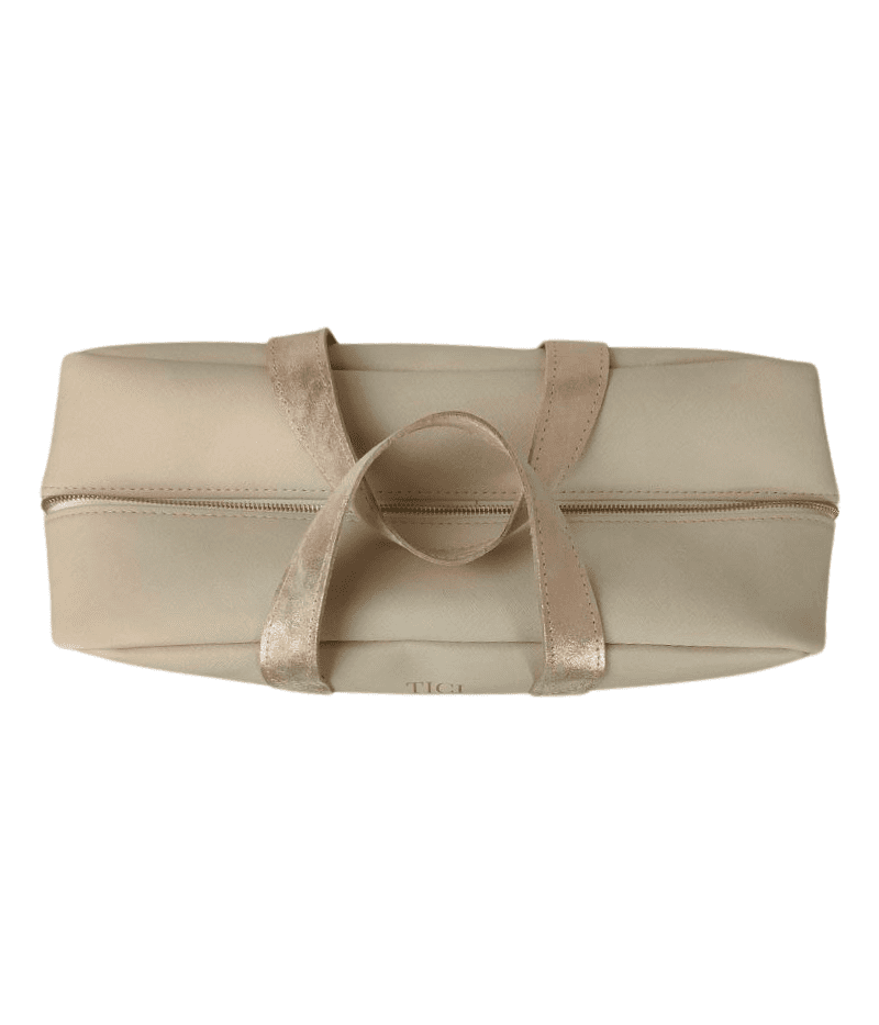 Borsa artigianale TICI vera pelle panna e rosa - immagine 4