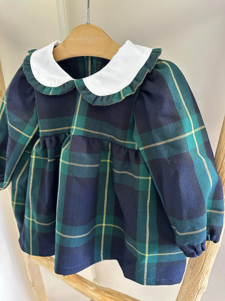 Vestito tartan blu e verde Biribò - immagine 3