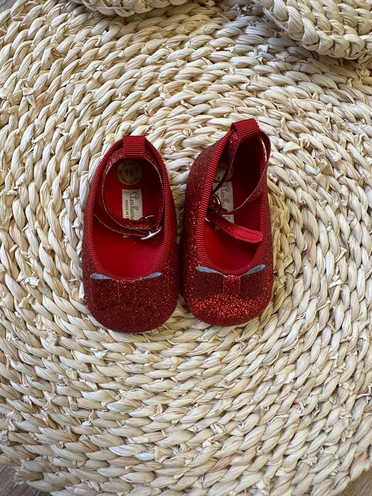 Scarpe culla rosse con glitter Ambarabà