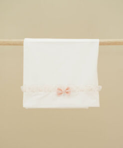 Lenzuolino in cotone bianco e fiocco pesco Ninnaoh
