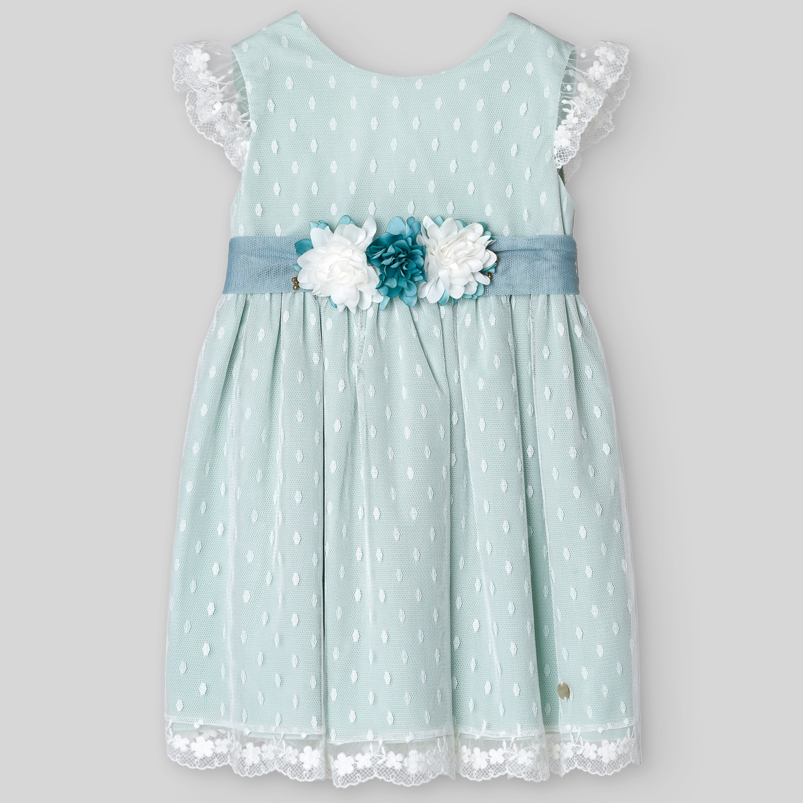 Vestito Verde Acqua con fiori Paz Rodriguez