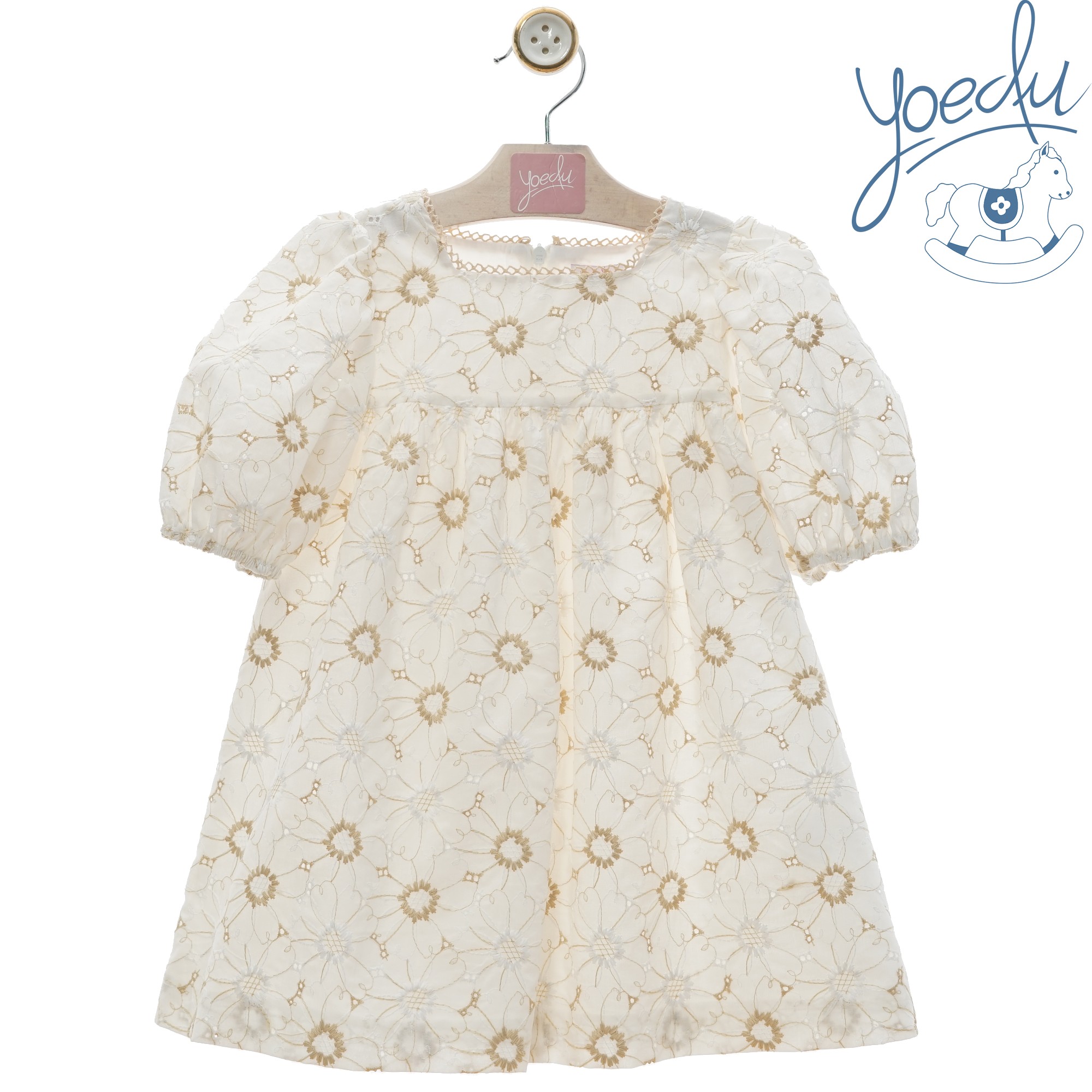 Vestito margherite bianco e beige Yoedu
