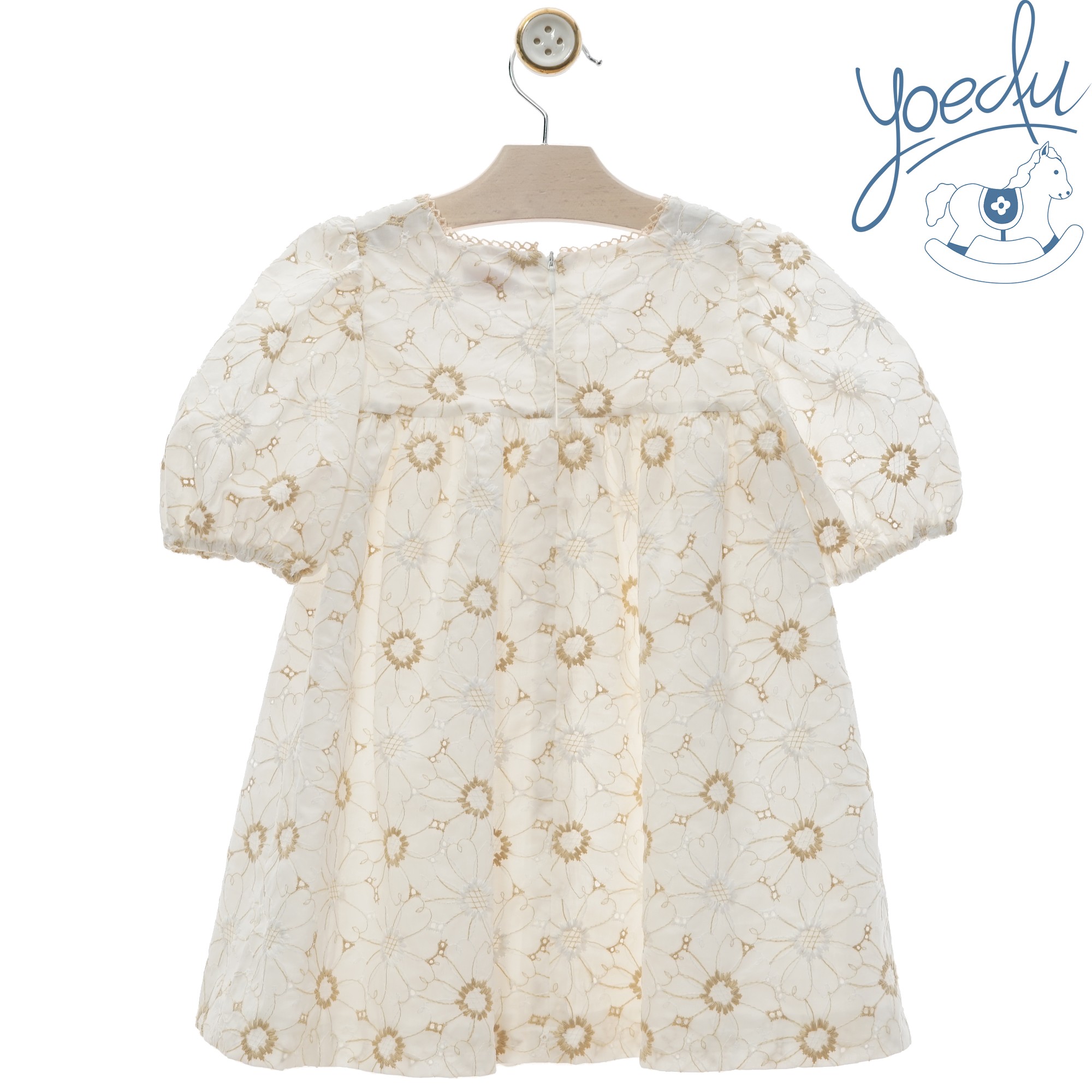 Vestito margherite bianco e beige Yoedu - immagine 2
