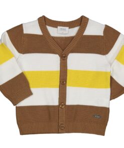 Cardigan a Righe Marrone e Giallo Birba