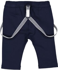 Alternative view of Pantalone in cotone blu con bretelle Birba