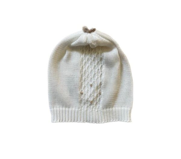 Cappellino Bianco con Ricamo Tortora Primodì