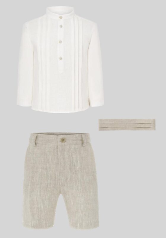 Completo Bermuda e Camicia Beige e Crema Paz Rodriguez - immagine 2
