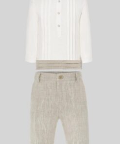 Completo Bermuda e Camicia Beige e Crema Paz Rodriguez