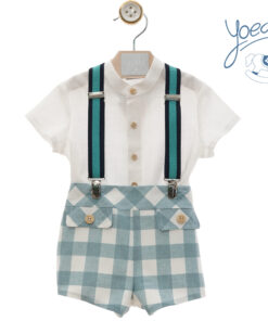 Pagliaccetto a quadri turchese e bianco Yoedu