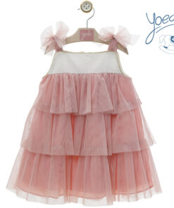Vestito bianco con tulle rosa Yoedu