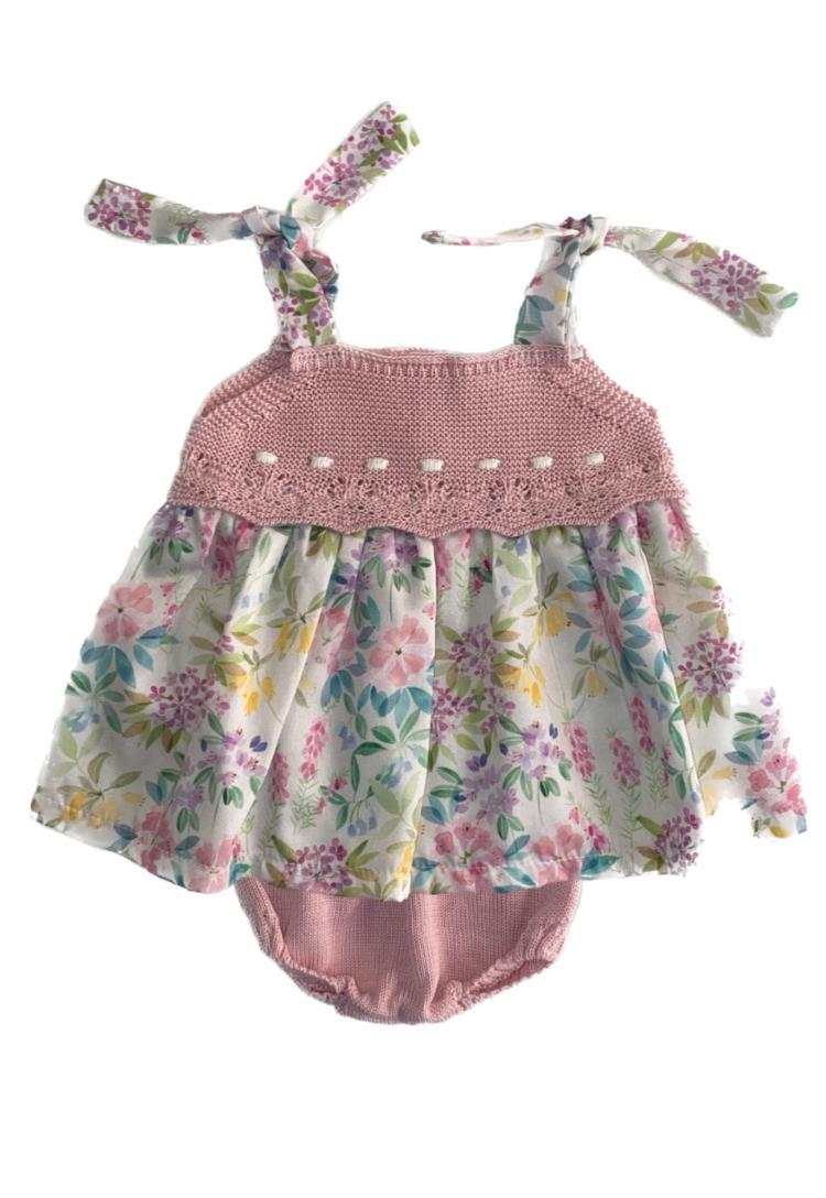 Vestitino e culotte rosa con fiori Mac Ilusion
