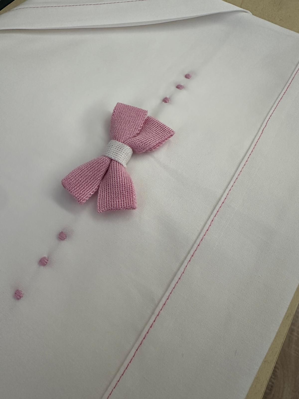 Lenzuola fiocco bianco e rosa Primodì - immagine 2