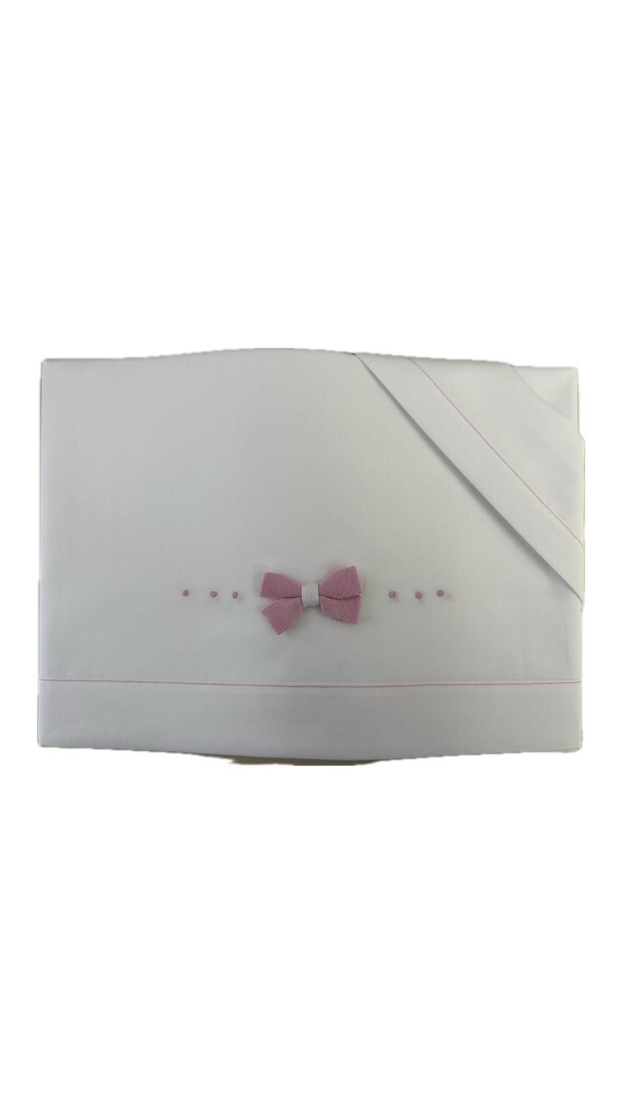 Lenzuola fiocco bianco e rosa Primodì