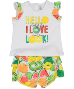 Completo frutta in cotone due pezzi maglia e pantaloncino Birba