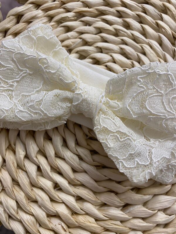 Fascia per capelli pizzo panna - immagine 2