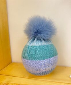 Cappellino in lana azzurro e verde