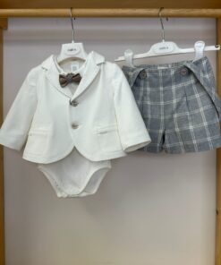 Completo bermuda grigio quadri Baby A.