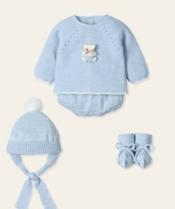 Completo 4 pezzi con orsetto celeste Mac Ilusion
